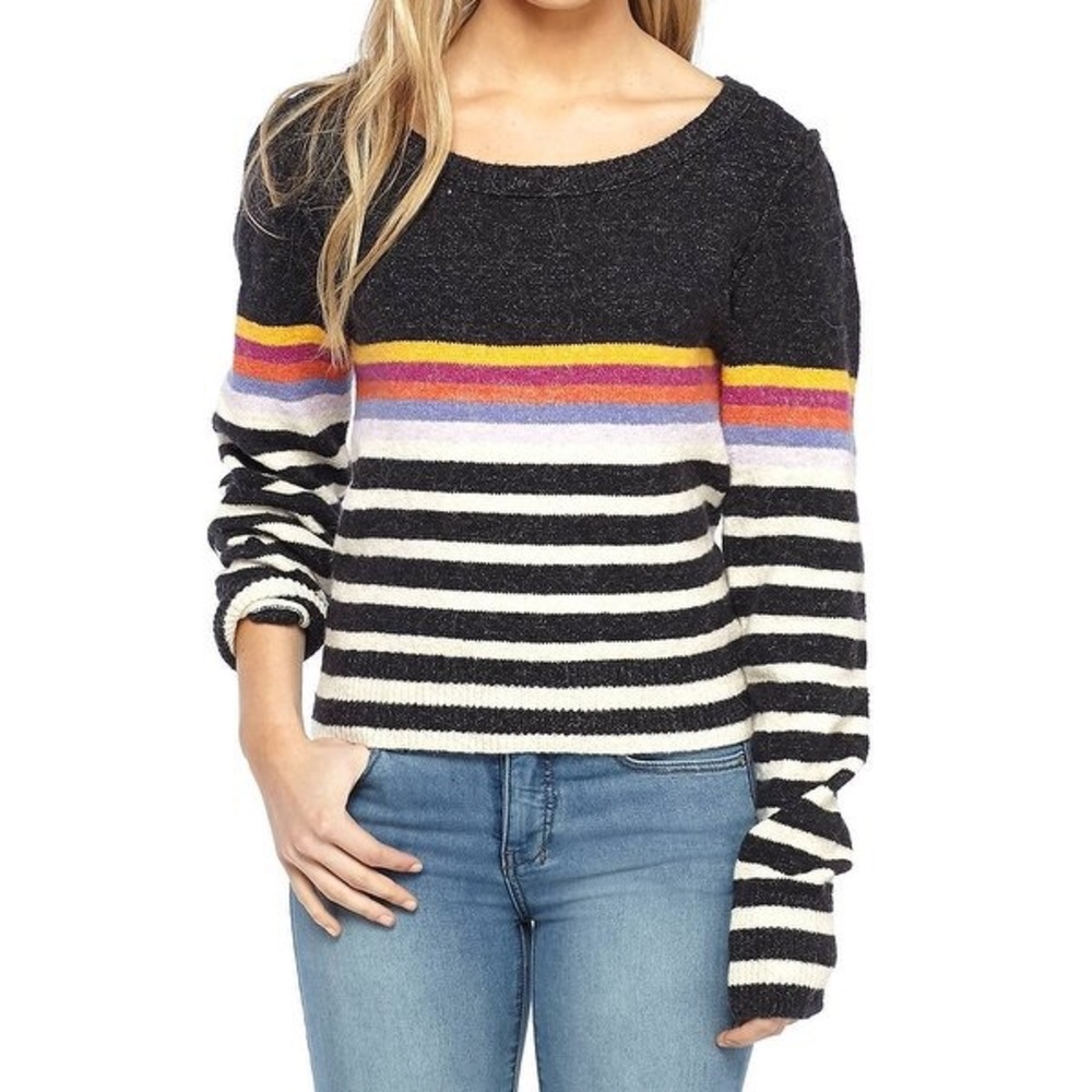 Free People Striped Scoop Neck Sweater